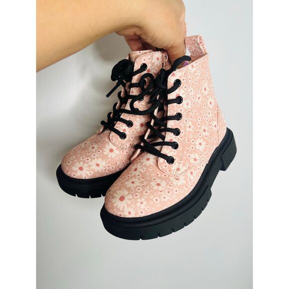 NWOB Art Class Kids Floral Lace Up Zipper‎ Boots Size 1 - Picture 1 of 6